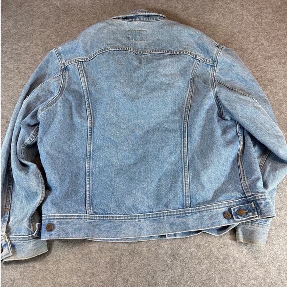 Vintage 90s Lee Trucker Jacket Mens XL Blue Denim Utility Workwear Streetwear - Picture 4 of 7